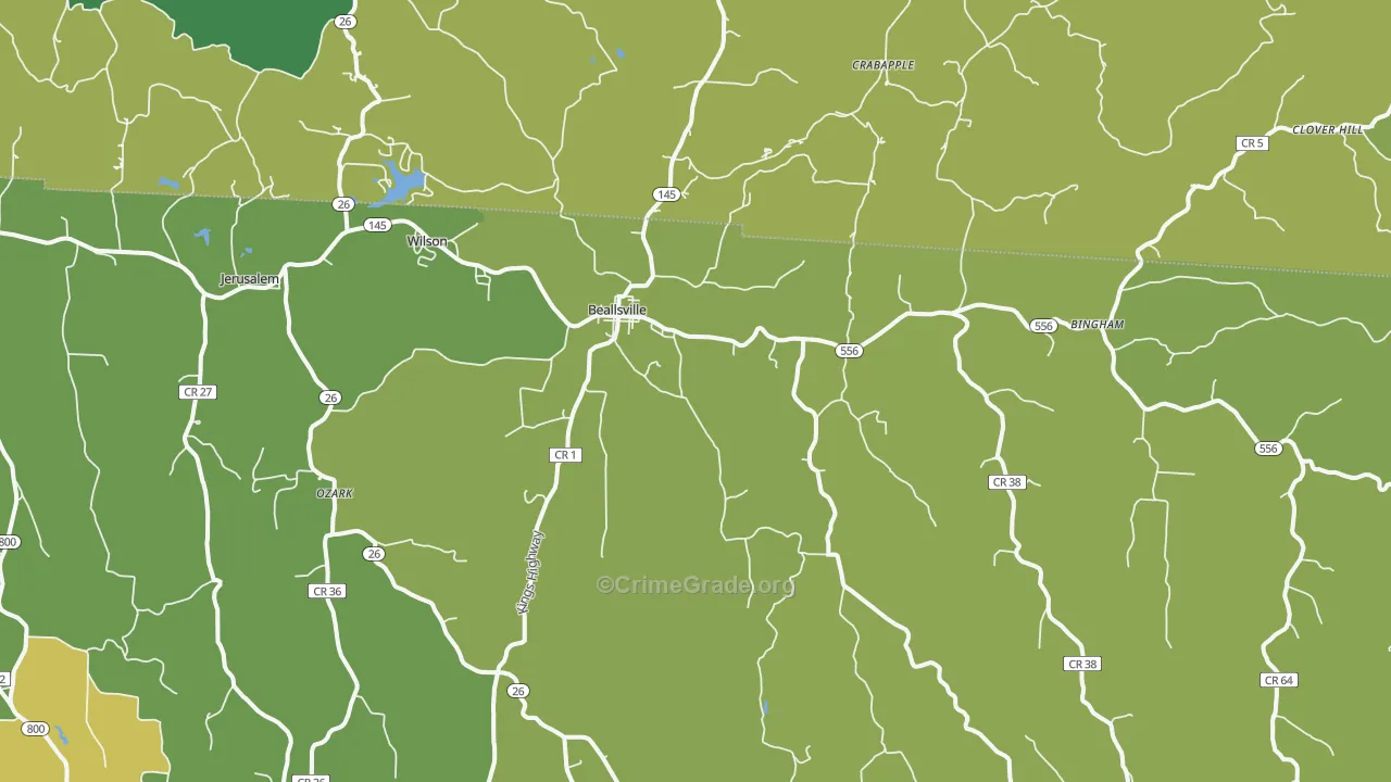 Beallsville, OH Map of Drug-Related Crime Rates