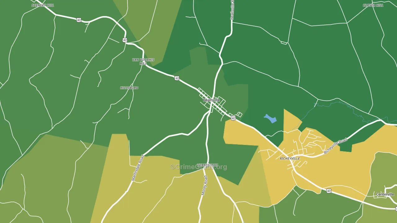 Beallsville, PA Map of Drug-Related Crime Rates