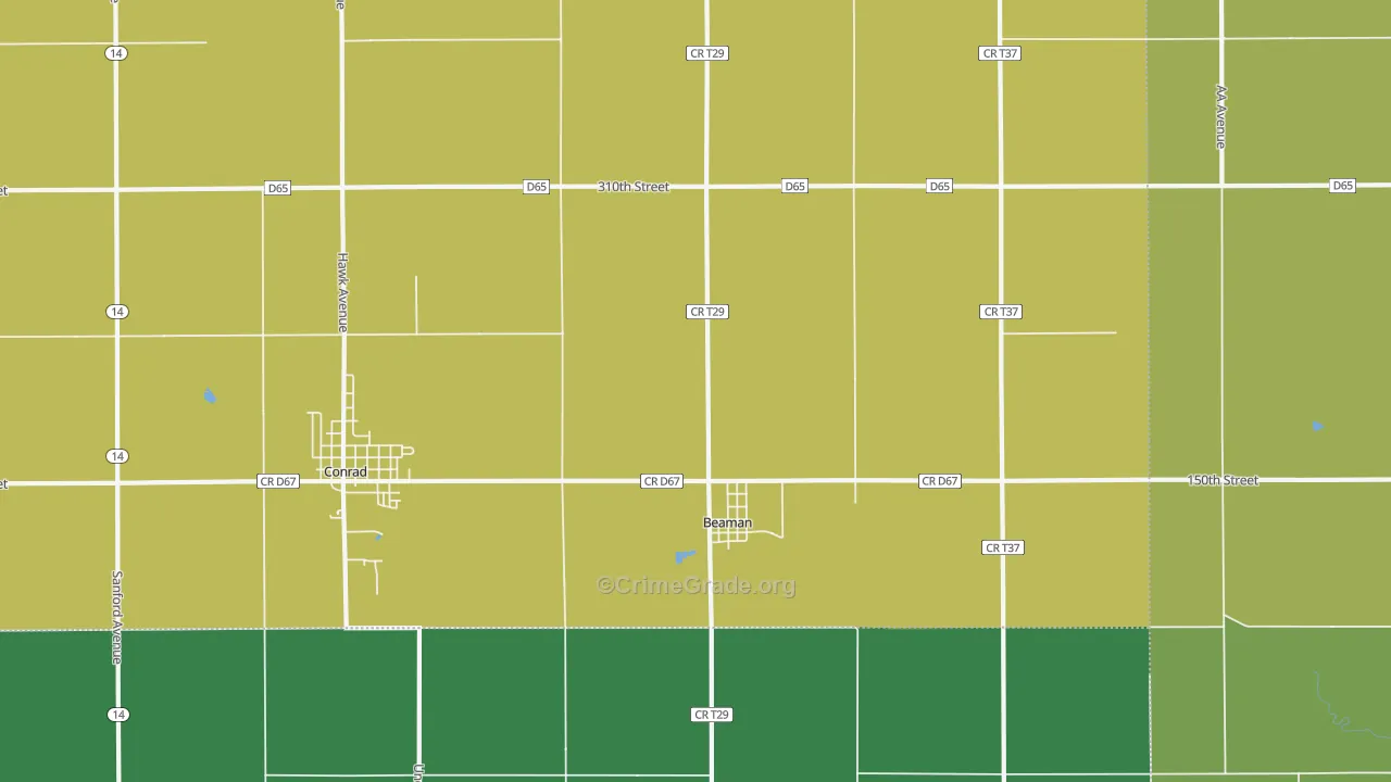 Beaman, IA Map of Drug-Related Crime Rates