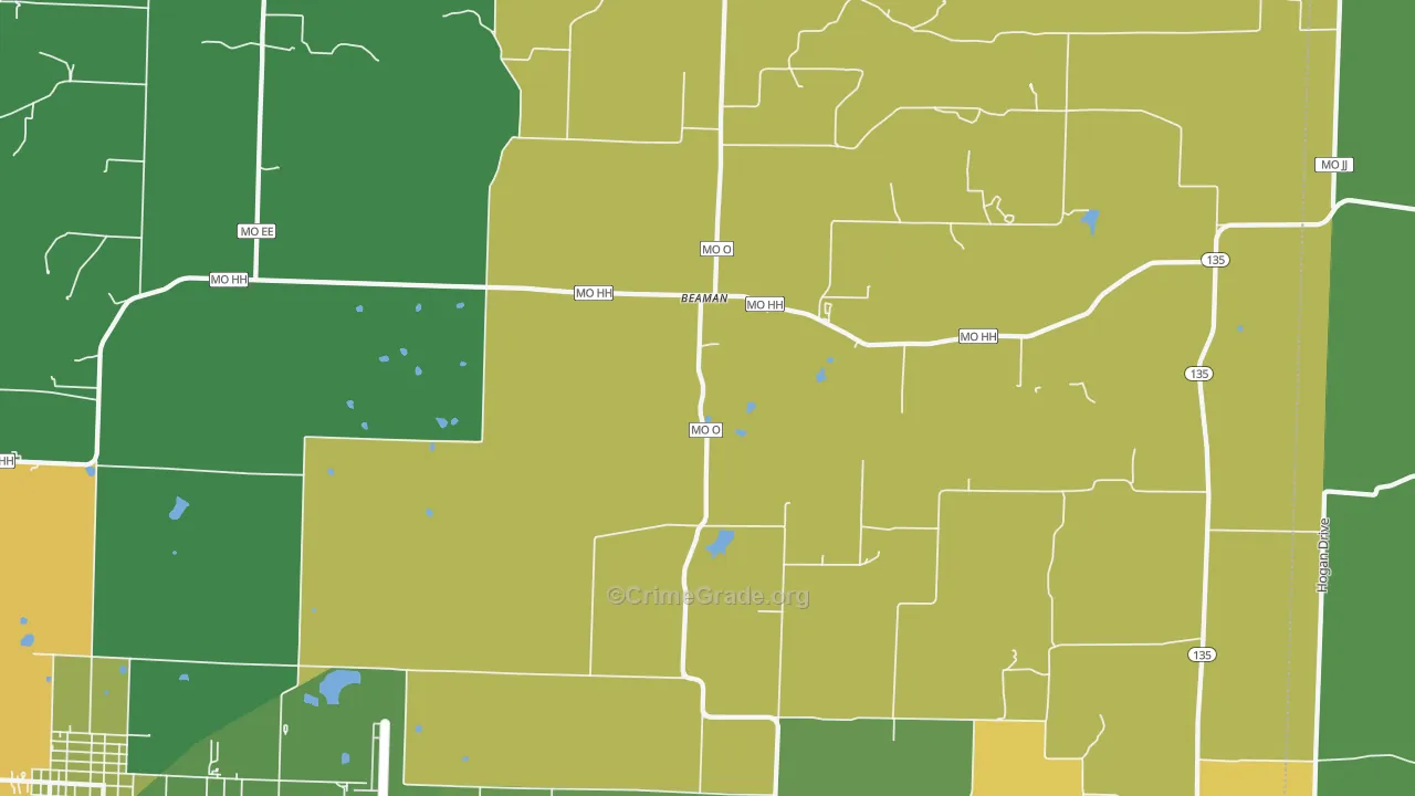Beaman, MO Map of Drug-Related Crime Rates
