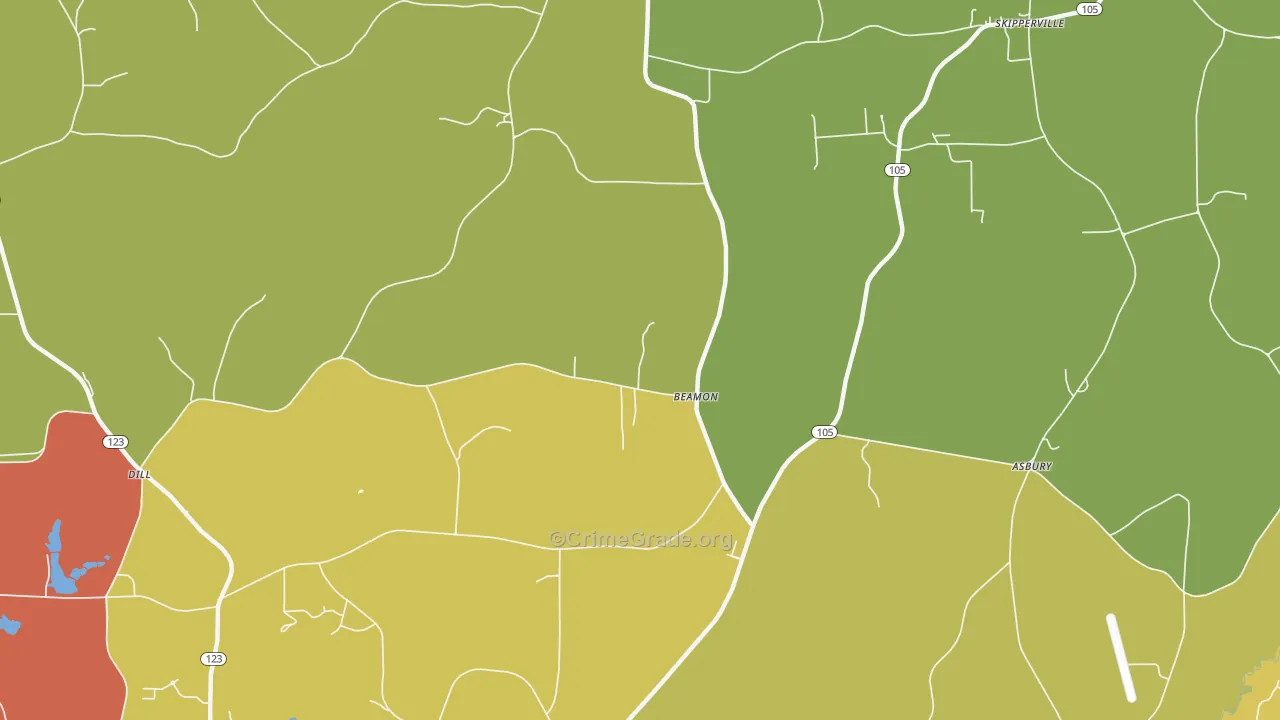 Beamon, AL Map of Drug-Related Crime Rates