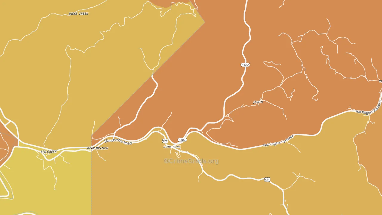 Bear Branch, KY Map of Drug-Related Crime Rates