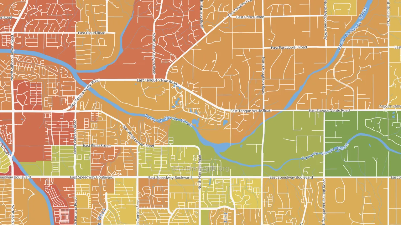 Bear Canyon, Tucson, AZ Map of Drug-Related Crime Rates