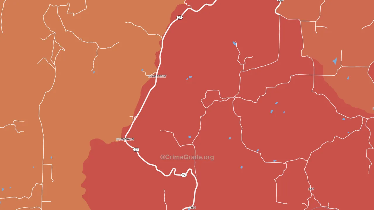Bear Creek, AR Map of Drug-Related Crime Rates