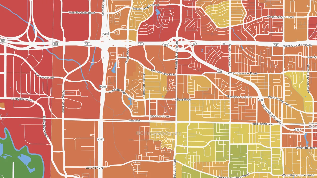 Bear Creek, Irving, TX Map of Drug-Related Crime Rates