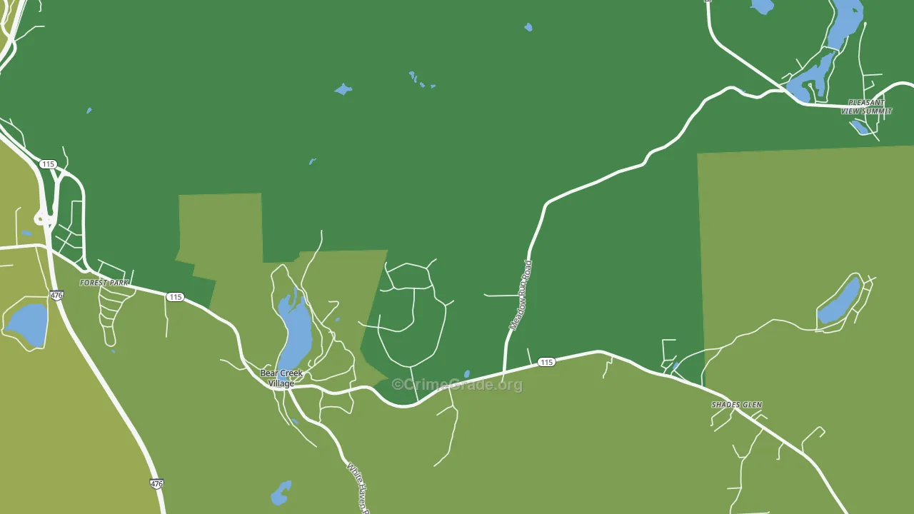 Bear Creek, PA Map of Drug-Related Crime Rates