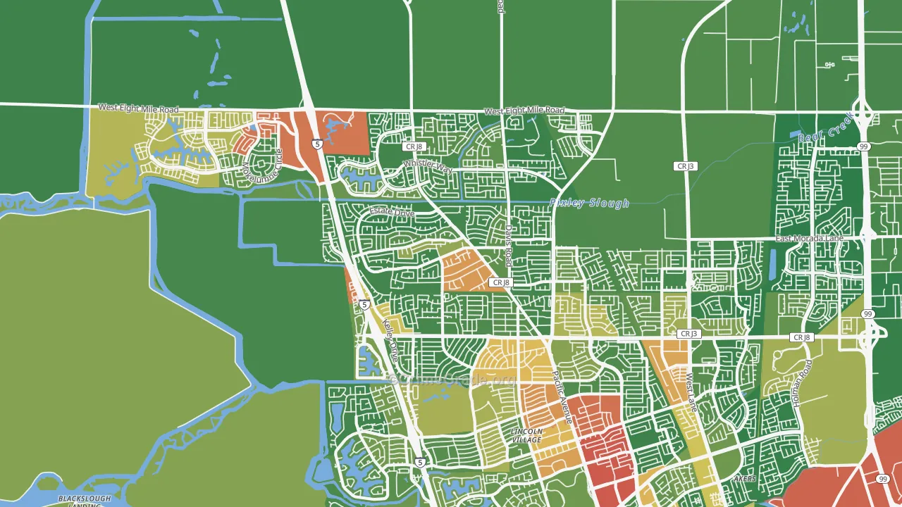 Bear Creek, Stockton, CA Map of Drug-Related Crime Rates