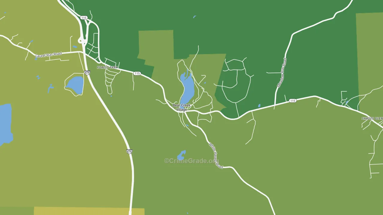 Bear Creek Village, PA Map of Drug-Related Crime Rates