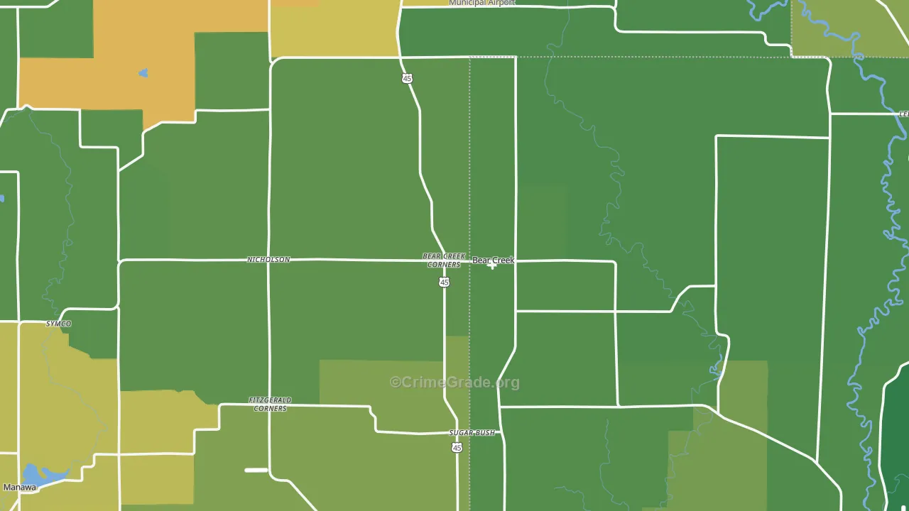 Bear Creek, WI Map of Drug-Related Crime Rates