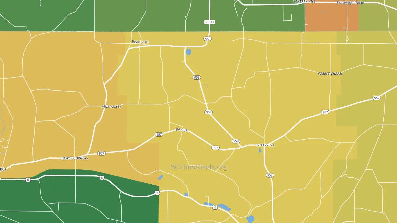 Bear Lake, PA Map of Drug-Related Crime Rates
