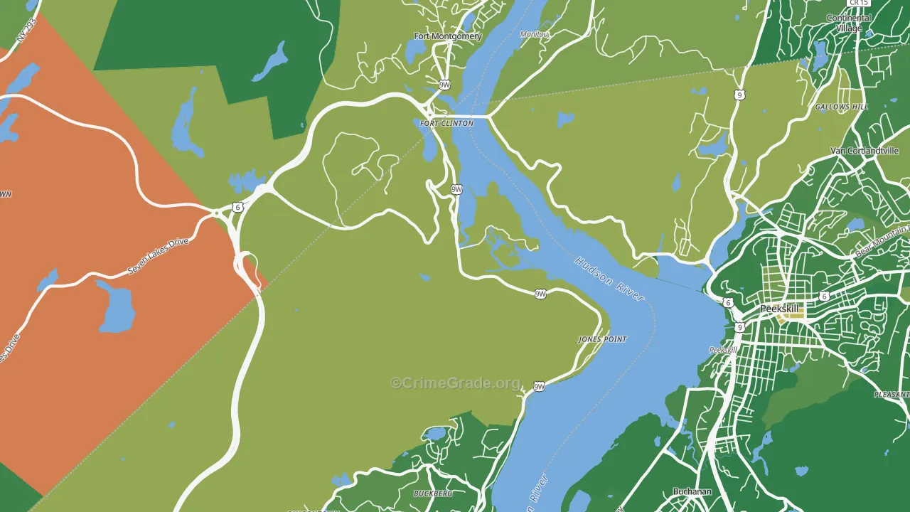 Bear Mountain, NY Map of Drug-Related Crime Rates