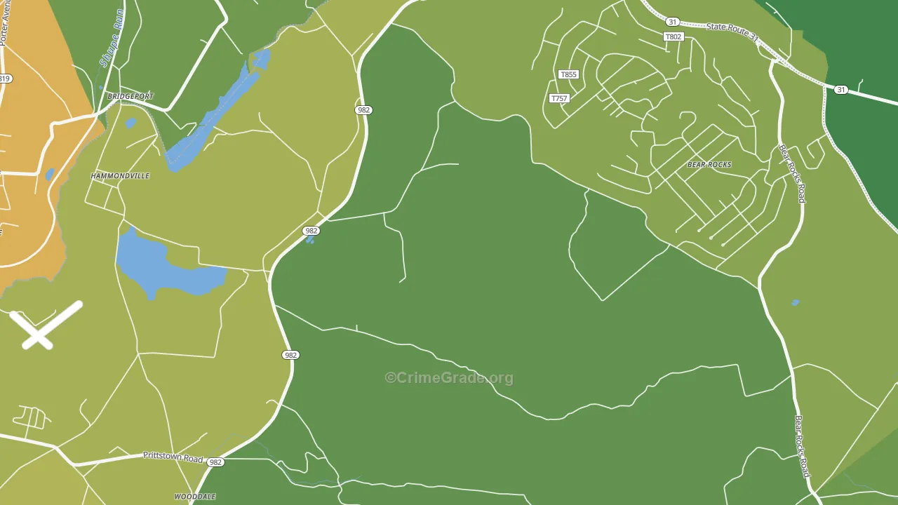 Bear Rocks, PA Map of Drug-Related Crime Rates
