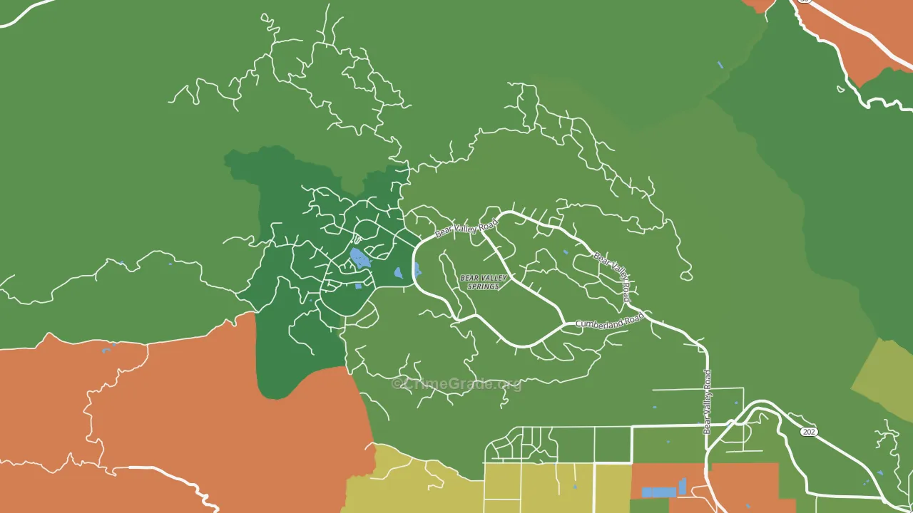 Bear Valley Springs, CA Map of Drug-Related Crime Rates