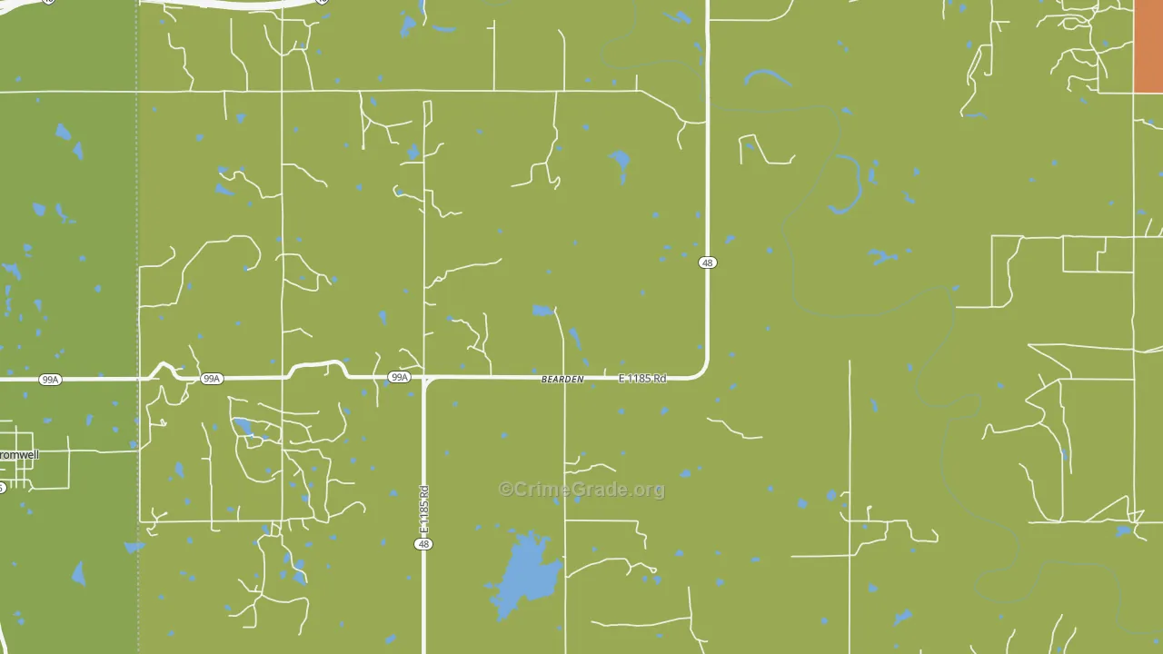 Bearden, OK Map of Drug-Related Crime Rates