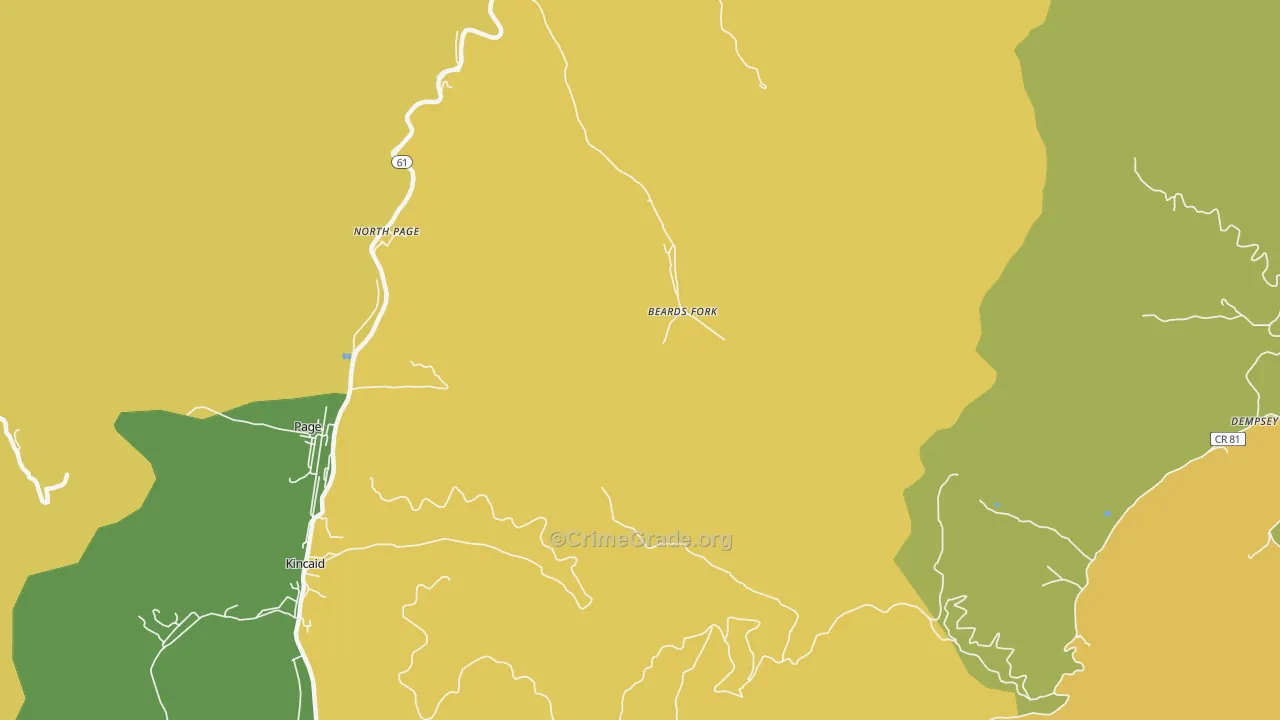 Beards Fork, WV Map of Drug-Related Crime Rates