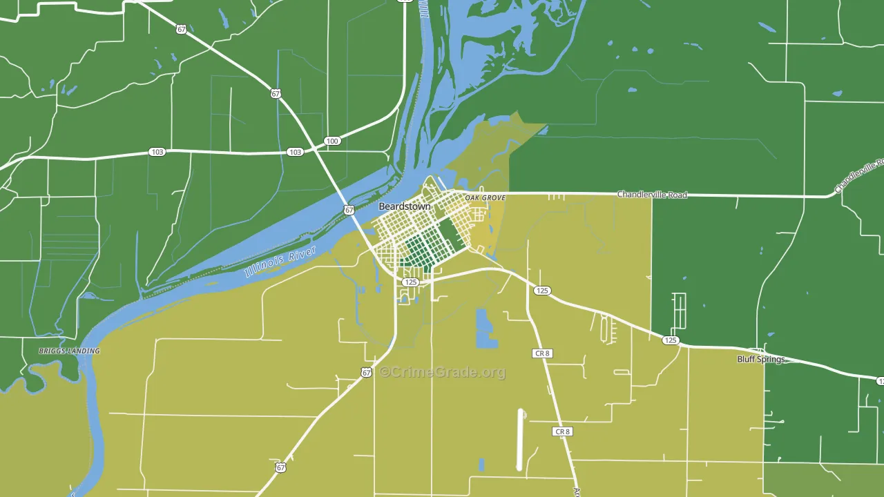 Beardstown, IL Map of Drug-Related Crime Rates