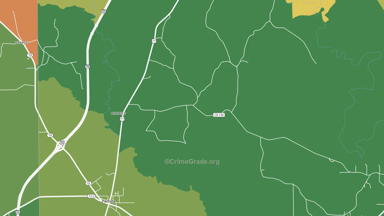 Beatrice, MS Map of Drug-Related Crime Rates