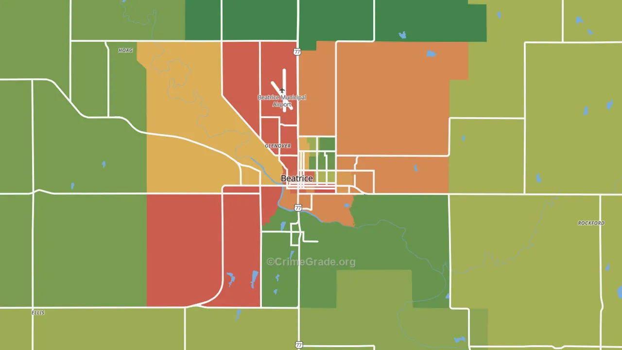 Beatrice, NE Map of Drug-Related Crime Rates