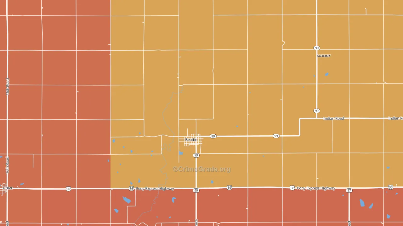 Beattie, KS Map of Drug-Related Crime Rates