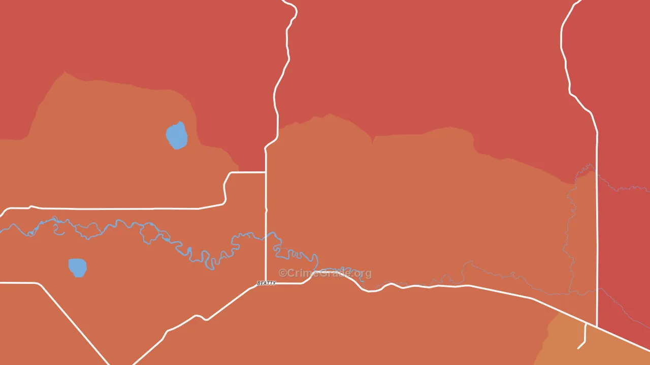 Beatty, OR Map of Drug-Related Crime Rates