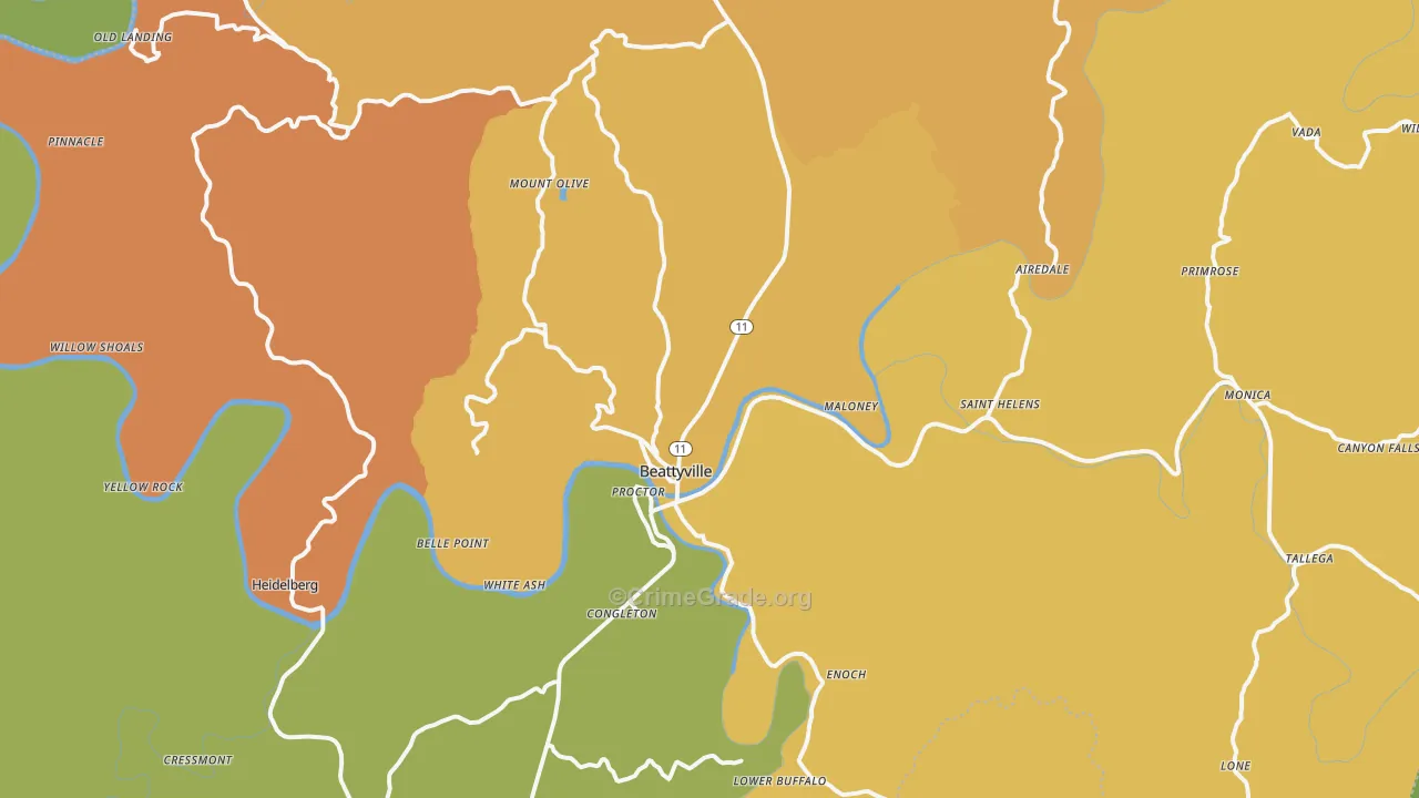 Beattyville, KY Map of Drug-Related Crime Rates