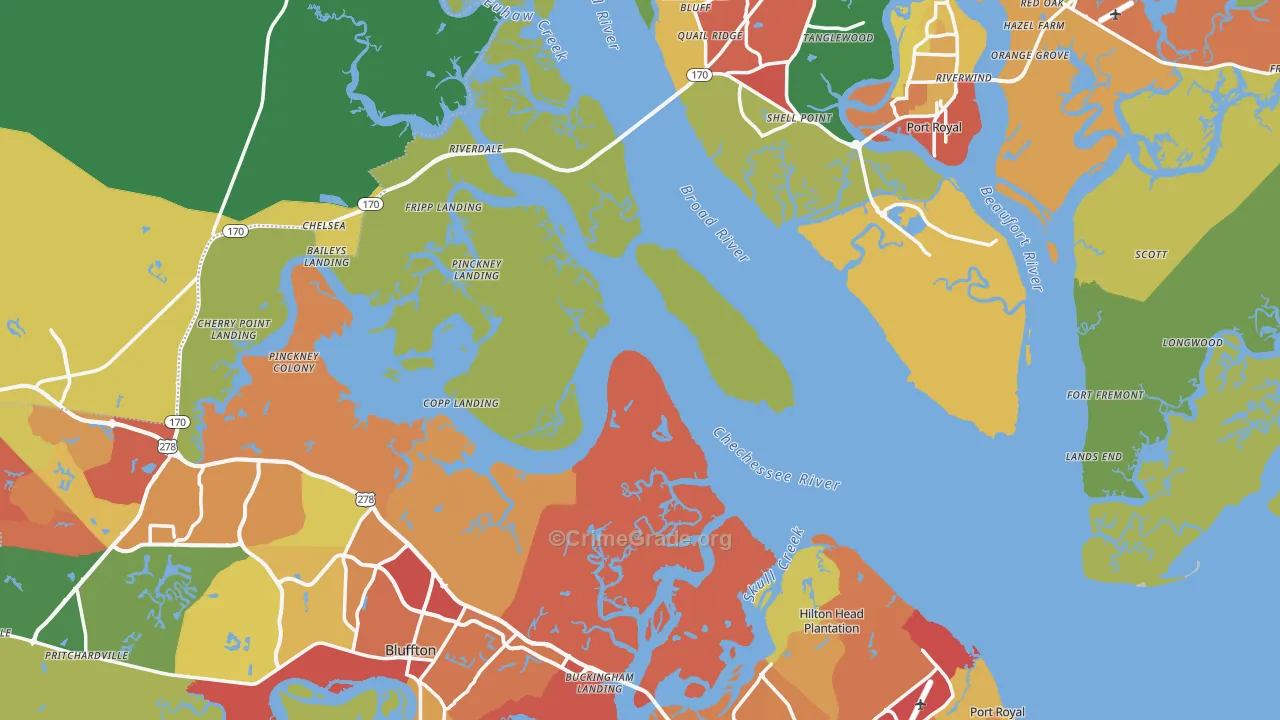 Beaufort County, SC Map of Drug-Related Crime Rates
