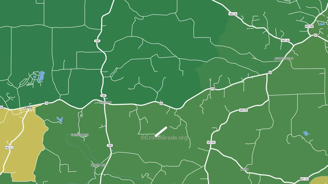 Beaufort, MO Map of Drug-Related Crime Rates