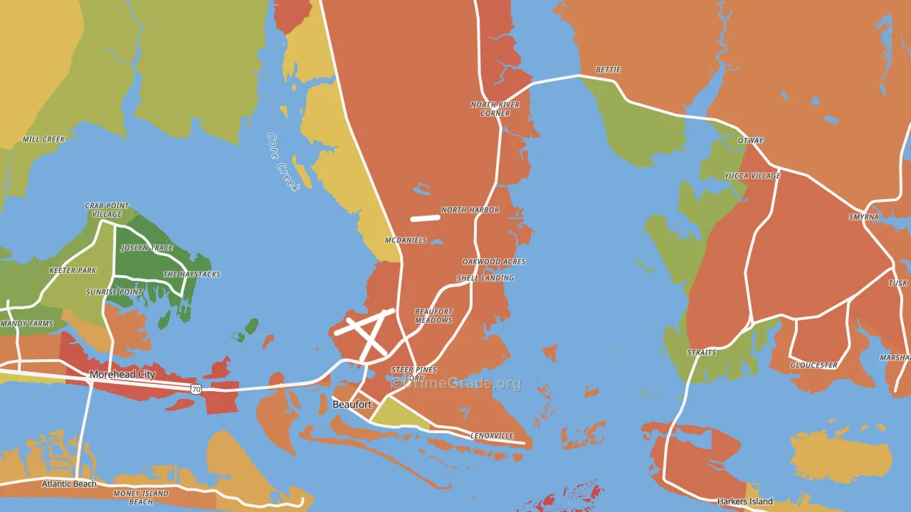 Beaufort, NC Map of Drug-Related Crime Rates
