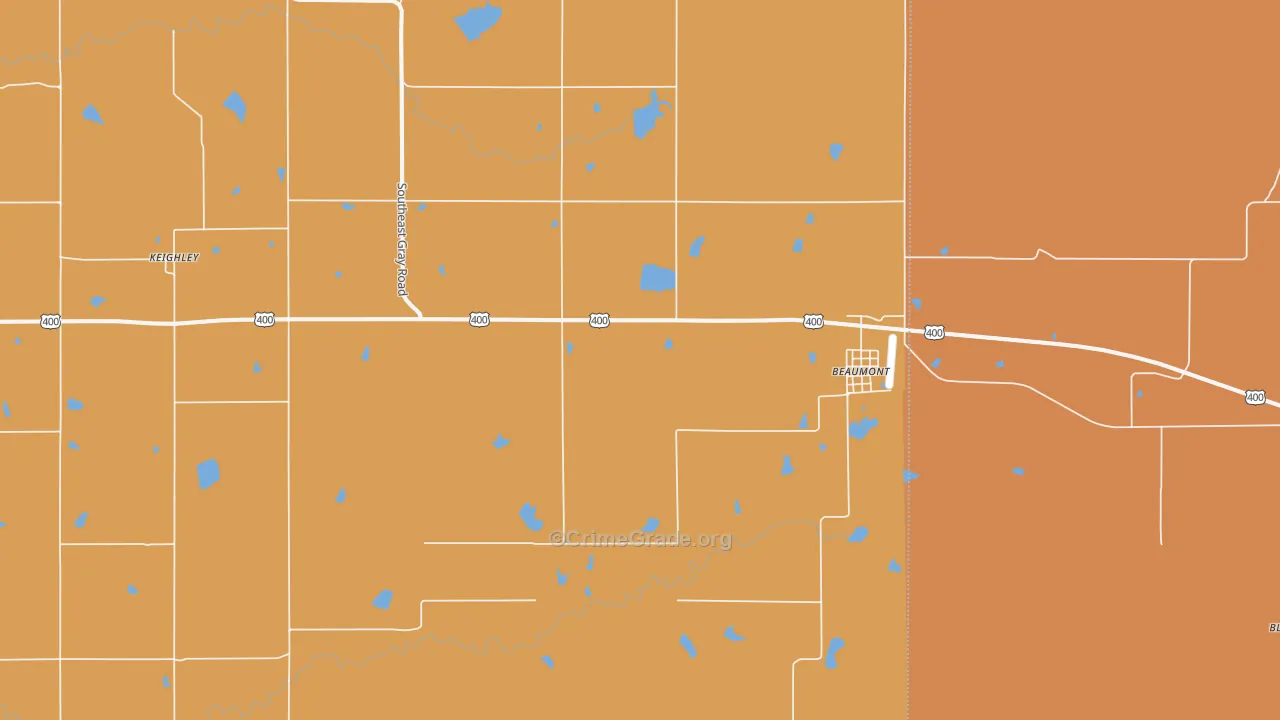Beaumont, KS Map of Drug-Related Crime Rates