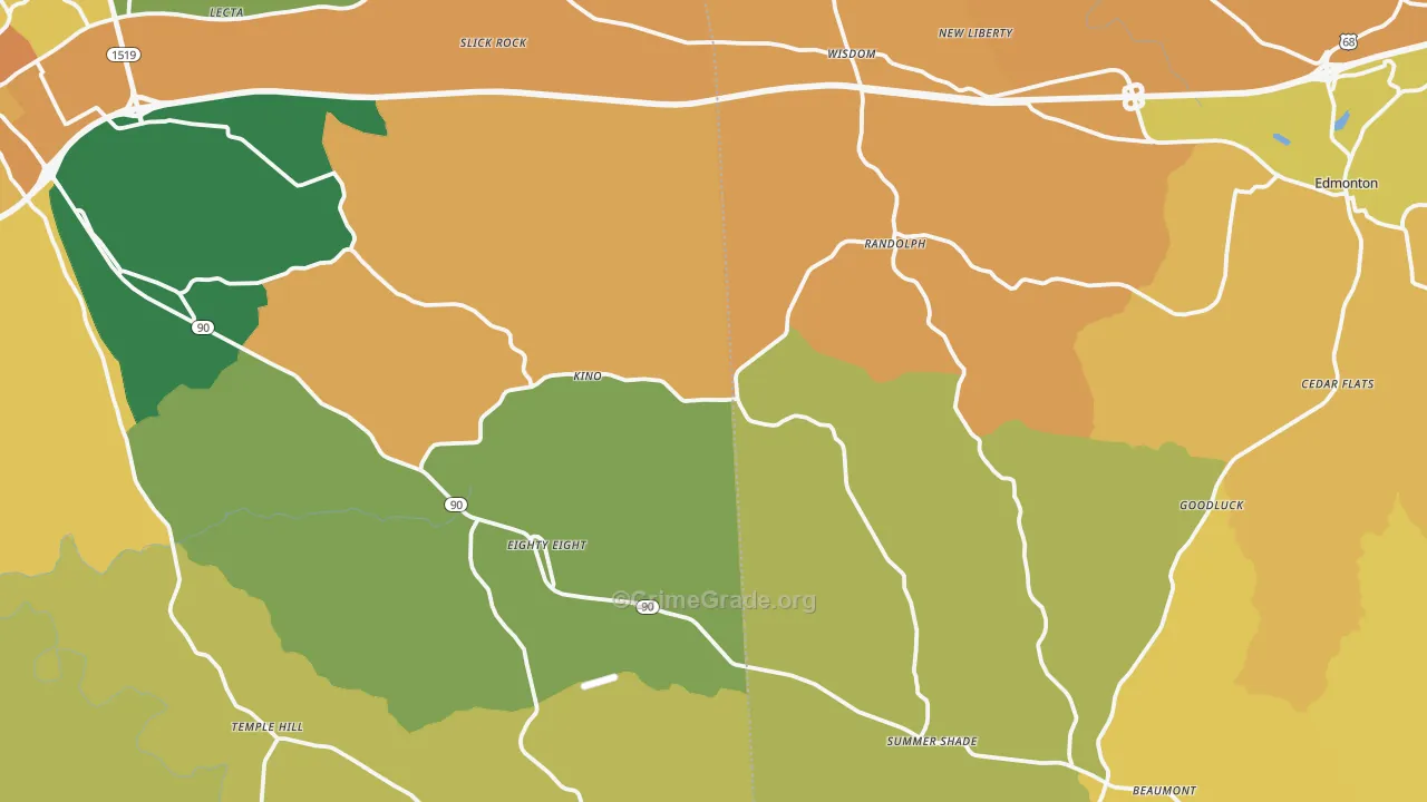 Beaumont, KY Map of Drug-Related Crime Rates