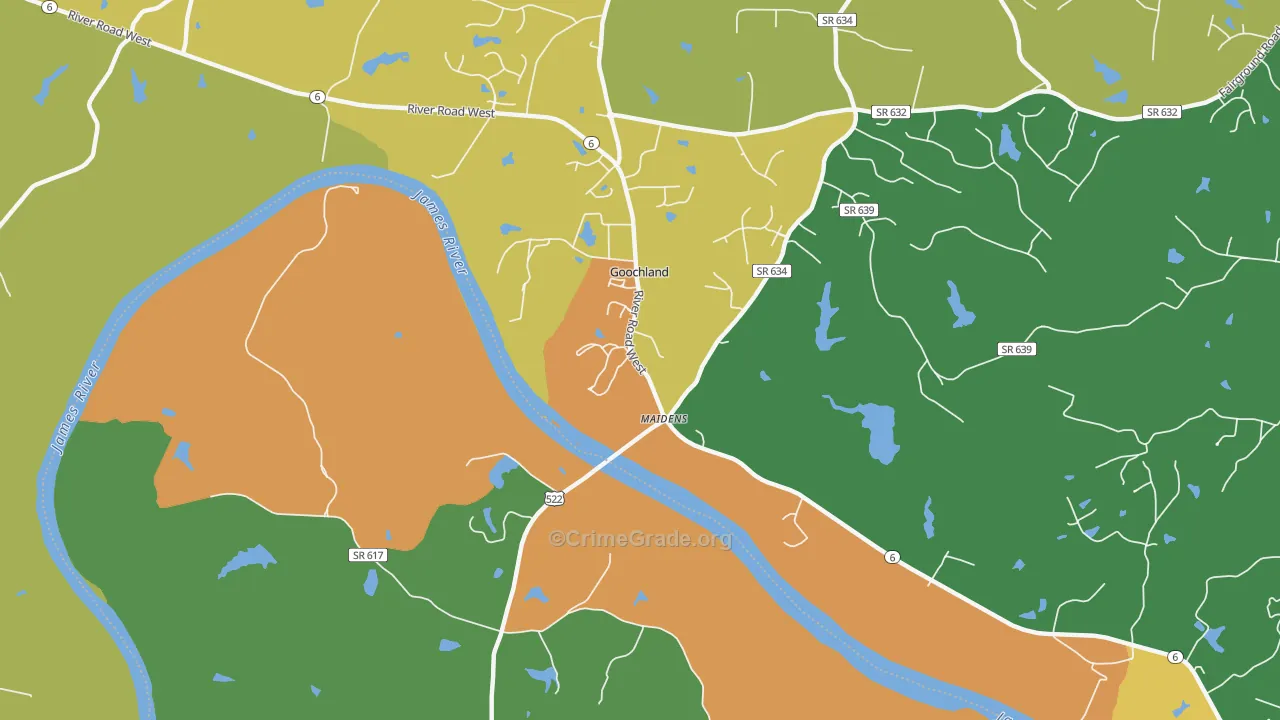 Beaumont, VA Map of Drug-Related Crime Rates