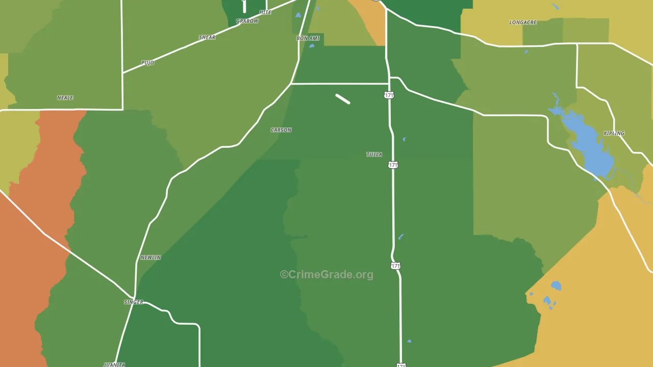 Beauregard Parish, LA Map of Drug-Related Crime Rates