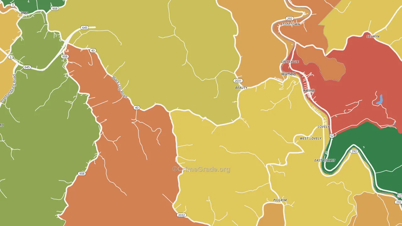 Beauty, KY Map of Drug-Related Crime Rates