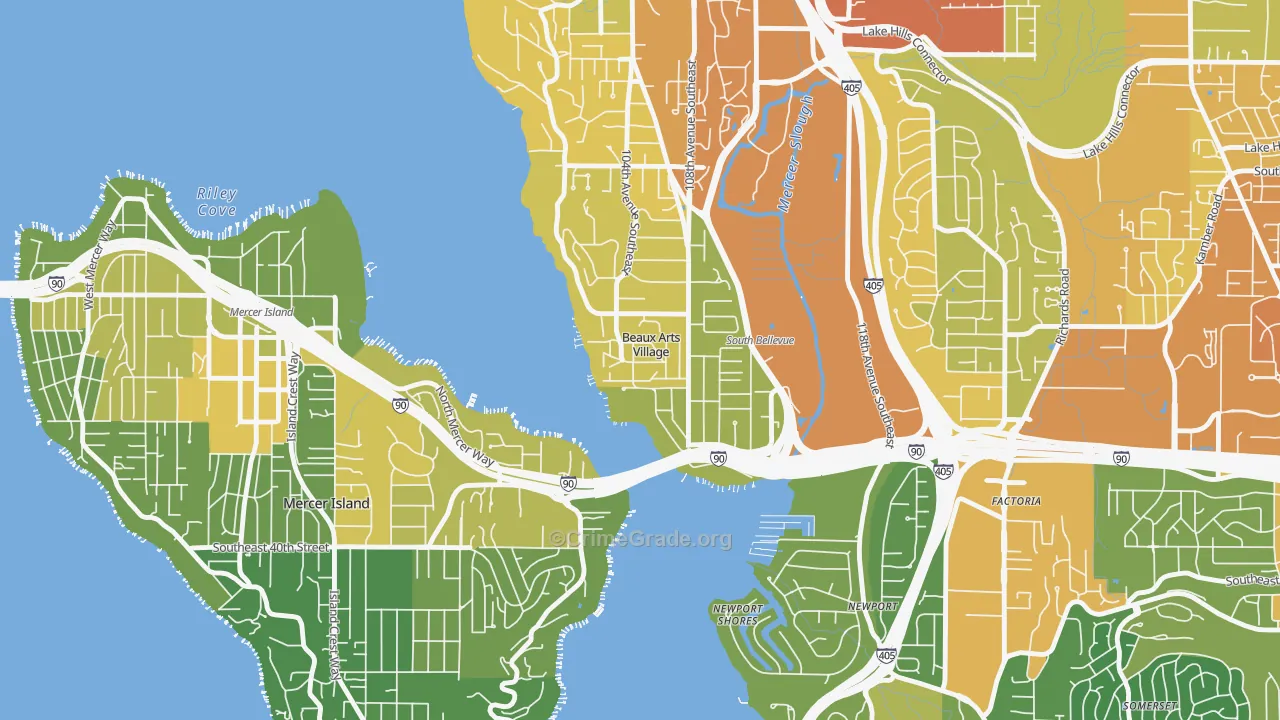 Beaux Arts Village, WA Map of Drug-Related Crime Rates