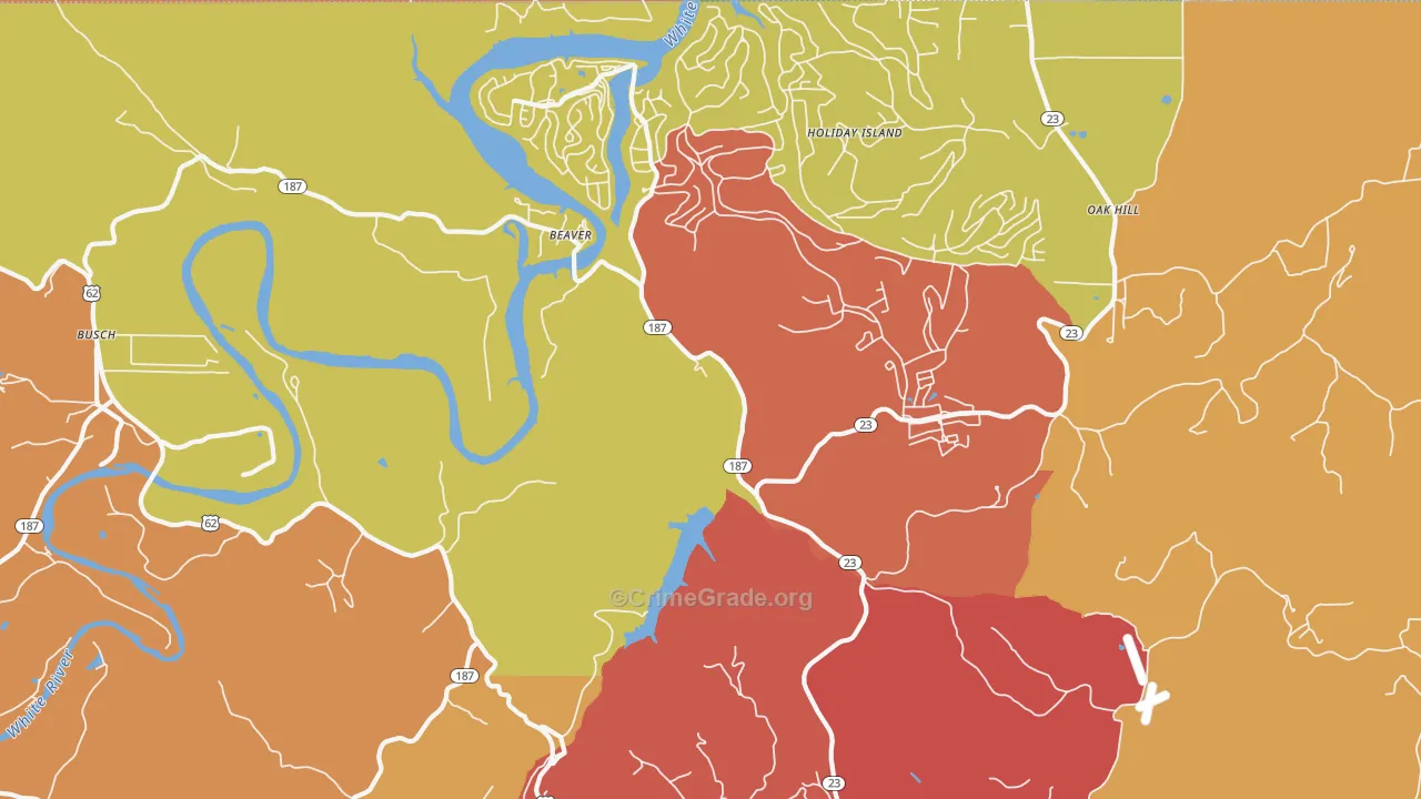 Beaver, AR Map of Drug-Related Crime Rates