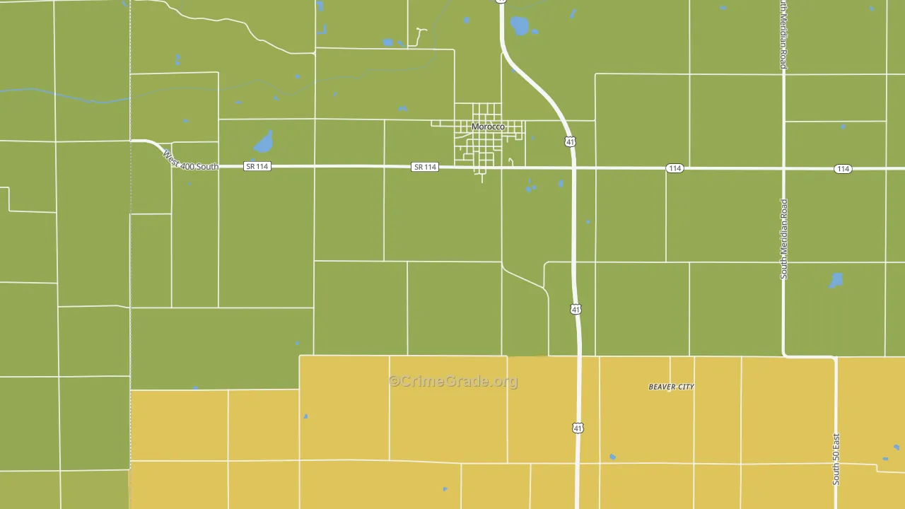 Beaver City, IN Map of Drug-Related Crime Rates