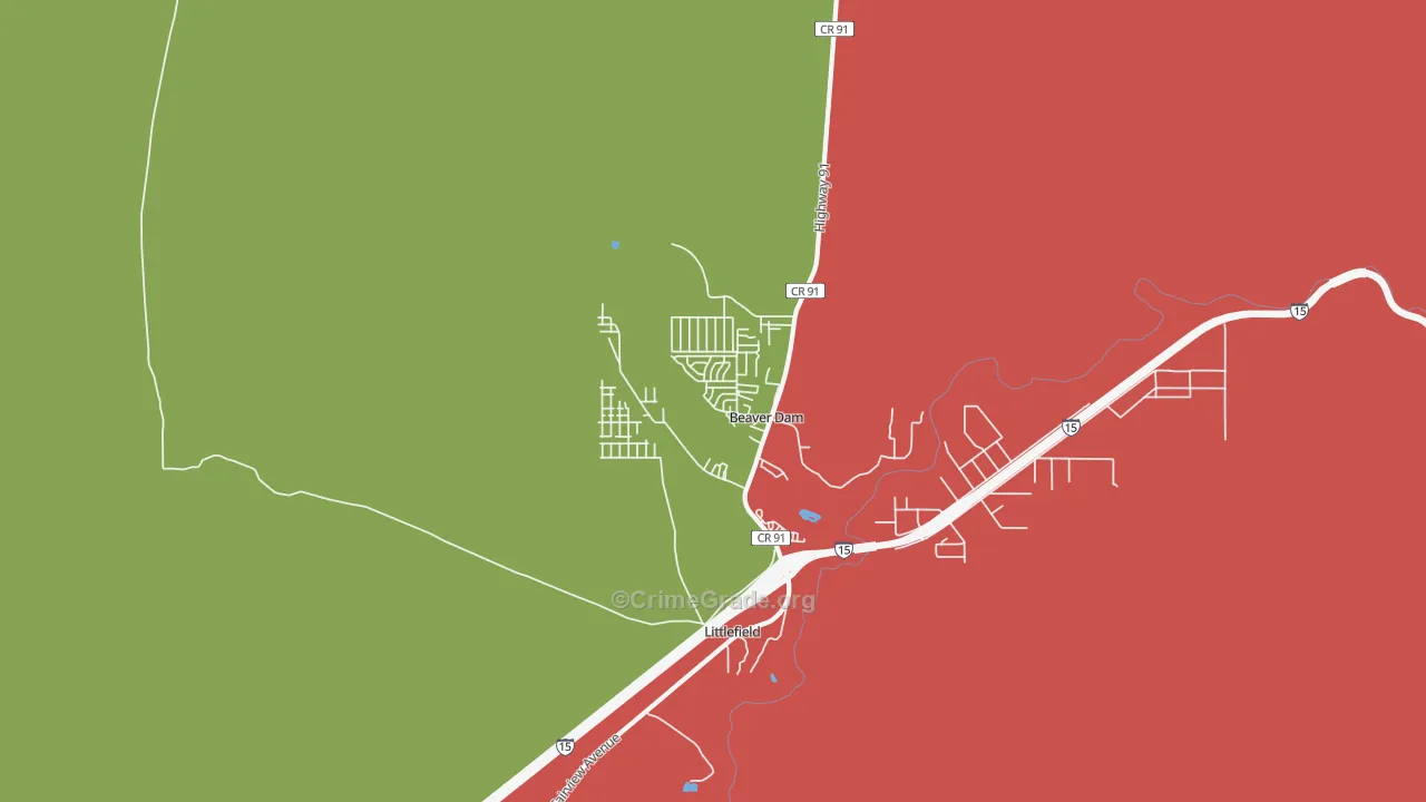 Beaver Dam, AZ Map of Drug-Related Crime Rates