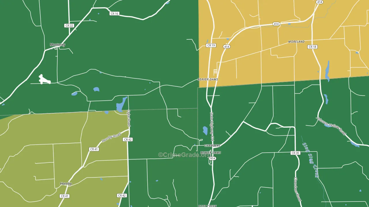 Beaver Dams, NY Map of Drug-Related Crime Rates