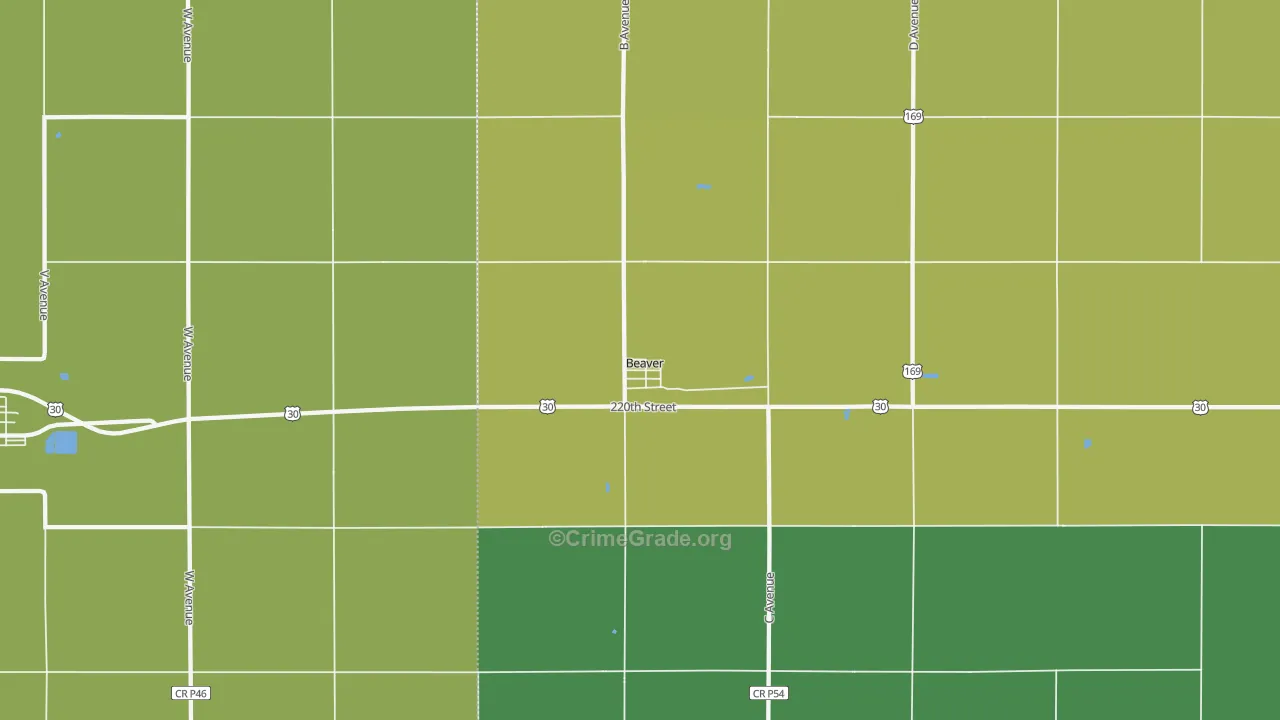 Beaver, IA Map of Drug-Related Crime Rates