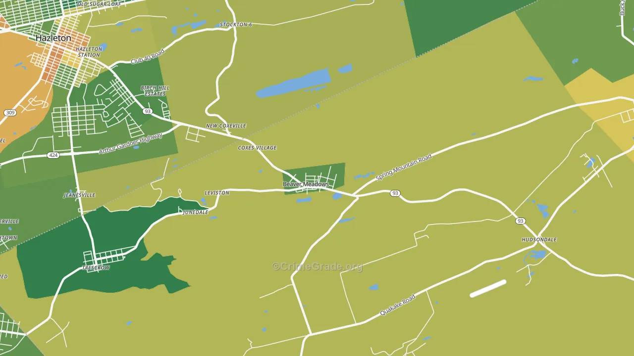 Beaver Meadows, PA Map of Drug-Related Crime Rates