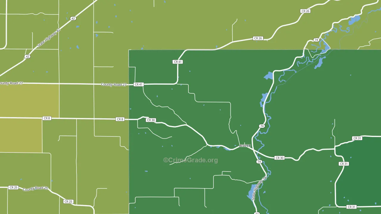 Beaver, MN Map of Drug-Related Crime Rates