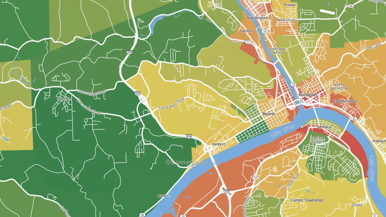 Beaver, PA Map of Drug-Related Crime Rates