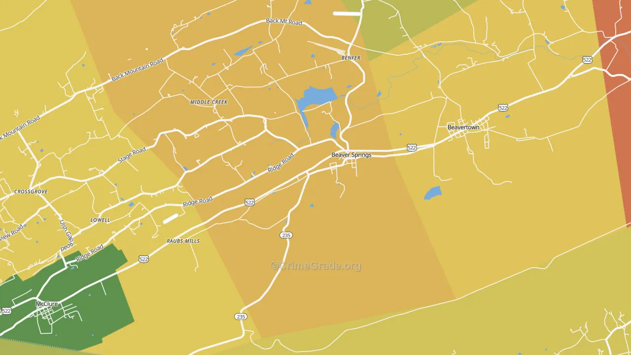 Beaver Springs, PA Map of Drug-Related Crime Rates