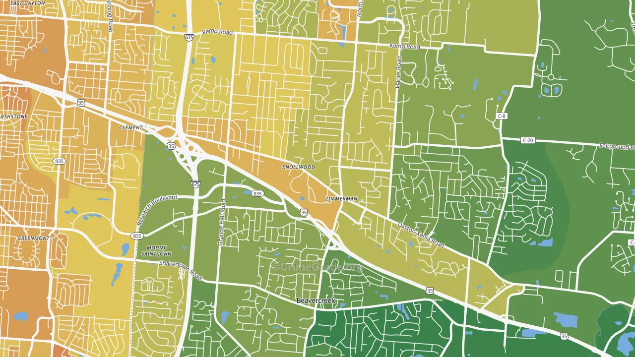 Beavercreek, OH Map of Drug-Related Crime Rates