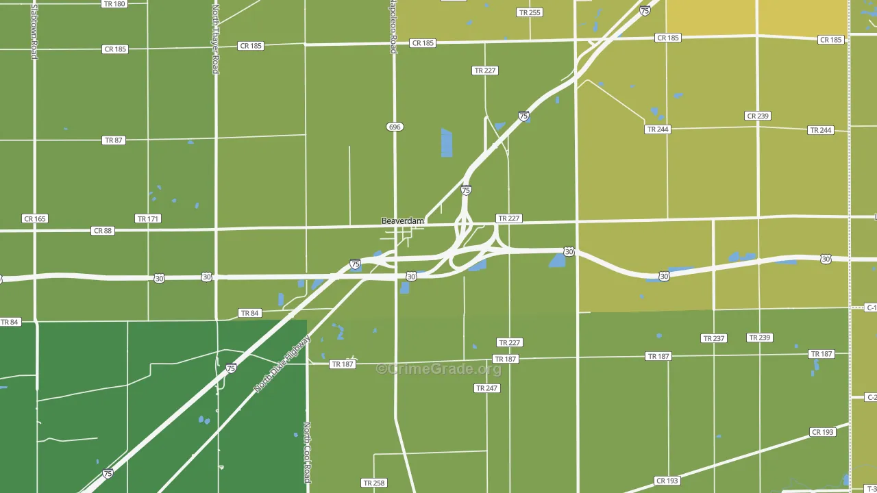Beaverdam, OH Map of Drug-Related Crime Rates