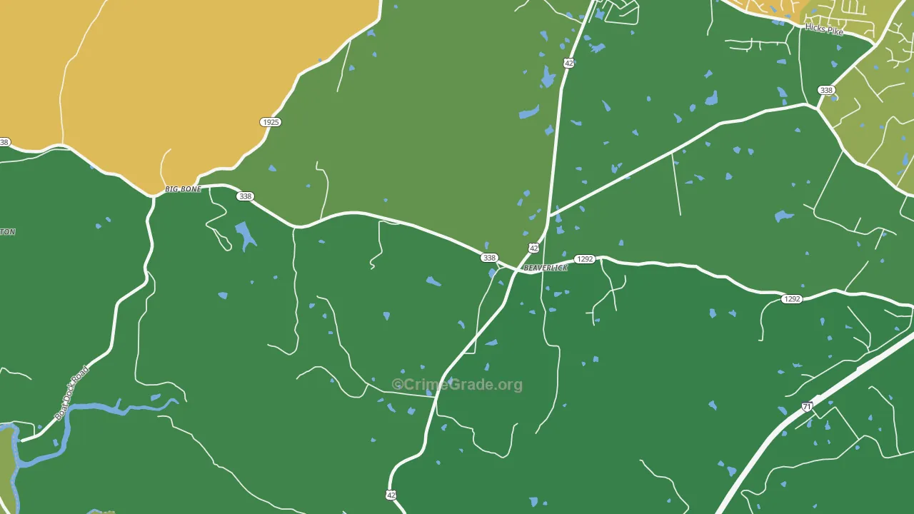 Beaverlick, KY Map of Drug-Related Crime Rates