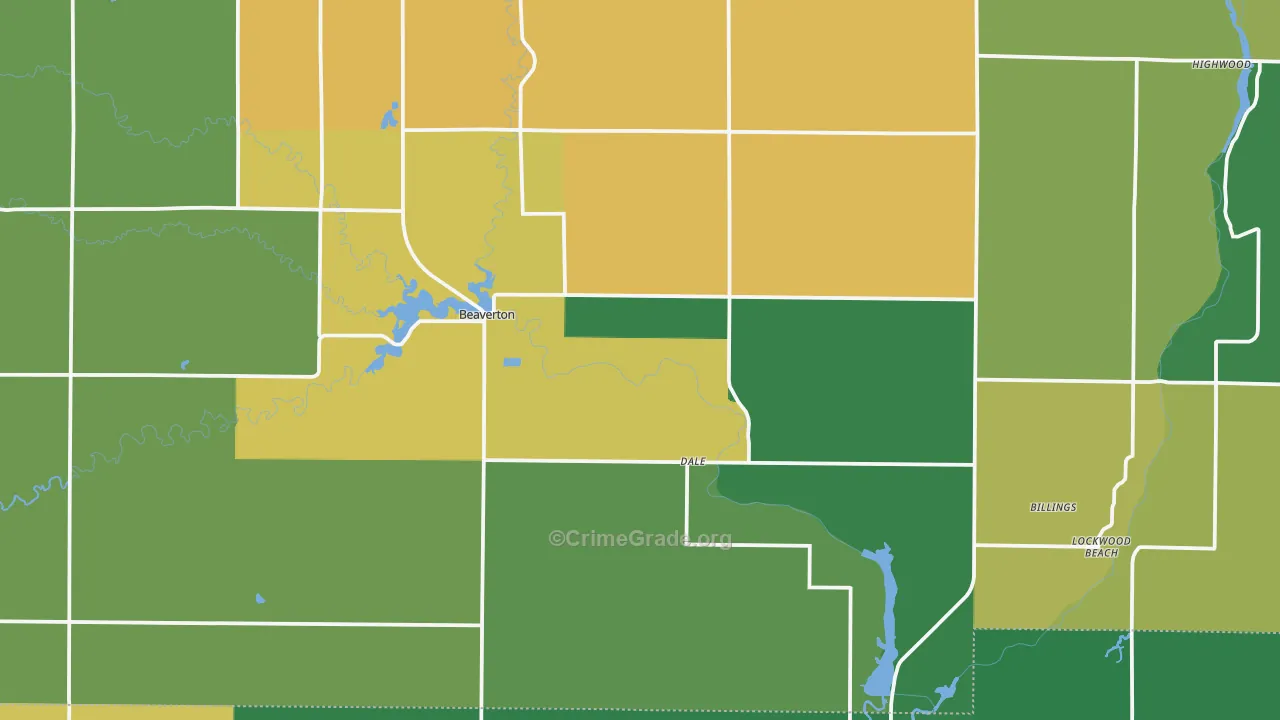 Beaverton, MI Map of Drug-Related Crime Rates