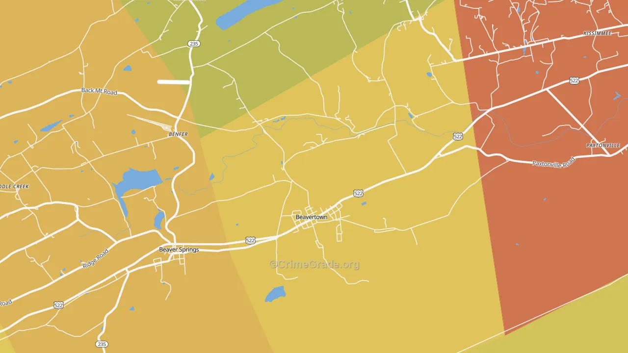 Beavertown, PA Map of Drug-Related Crime Rates