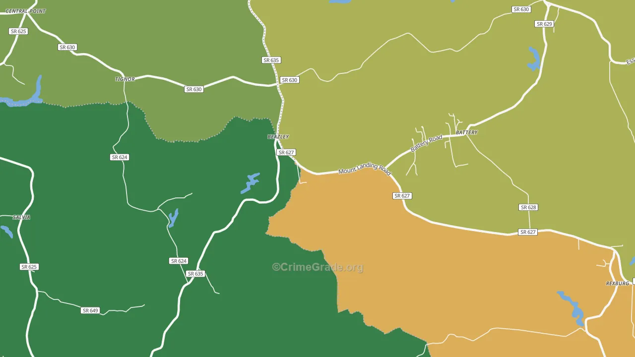 Beazley, VA Map of Drug-Related Crime Rates