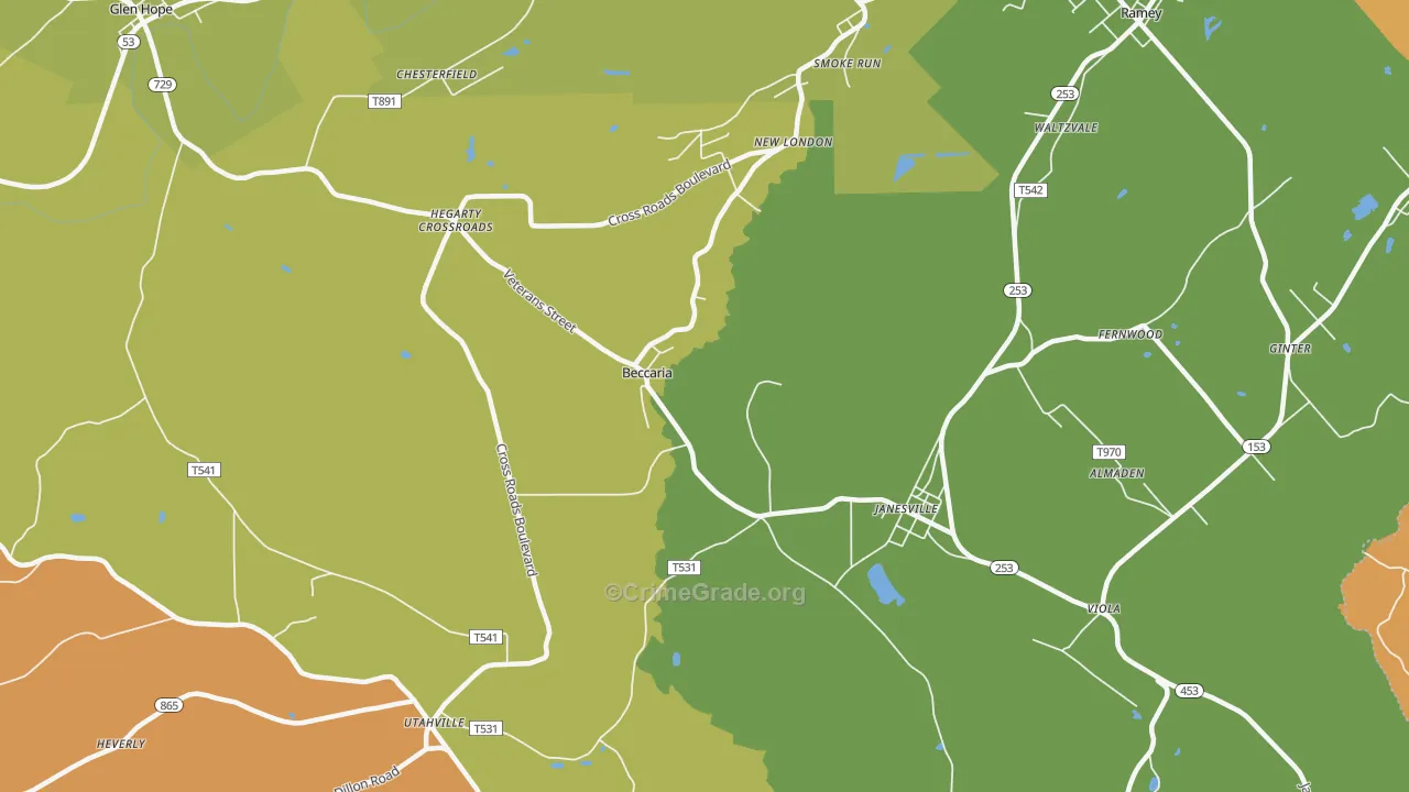 Beccaria, PA Map of Drug-Related Crime Rates